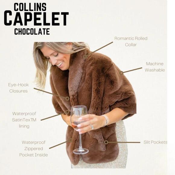 NWT- Luxurious Brown Faux Fur Shawl Wrap - Picture 8 of 8